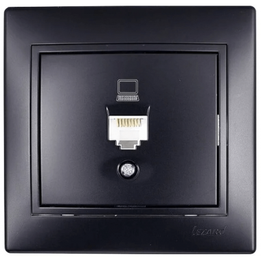 Розетка компьютерная RJ-45 чёрный бархат Lezard Mira 701-4242-139